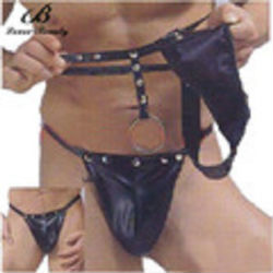 string aspect cuir avec anneau